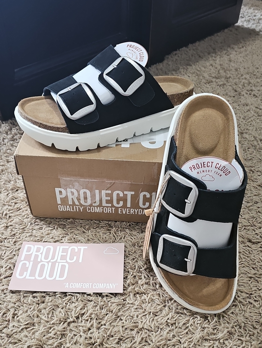 NWT Project Cloud Sandals Greece Chunky Leather Platform Slip On Buckle 8 Shoes